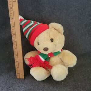 Cuddle Wit Brown‎ Bear Christmas Hat Scarf 8" Cute Vintage